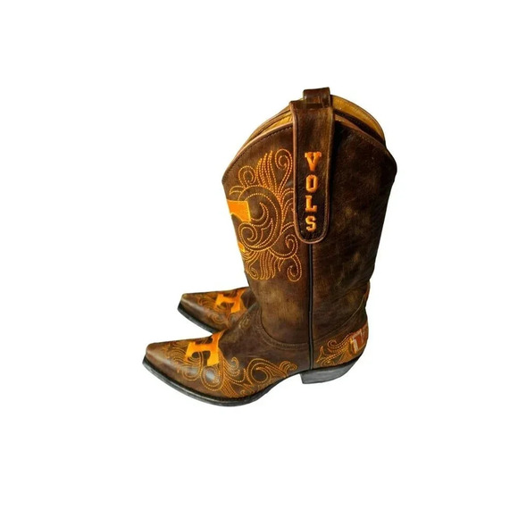 Gameday university of Tennessee vols brown distressed cowgirls boots for women - Picture 3 of 12